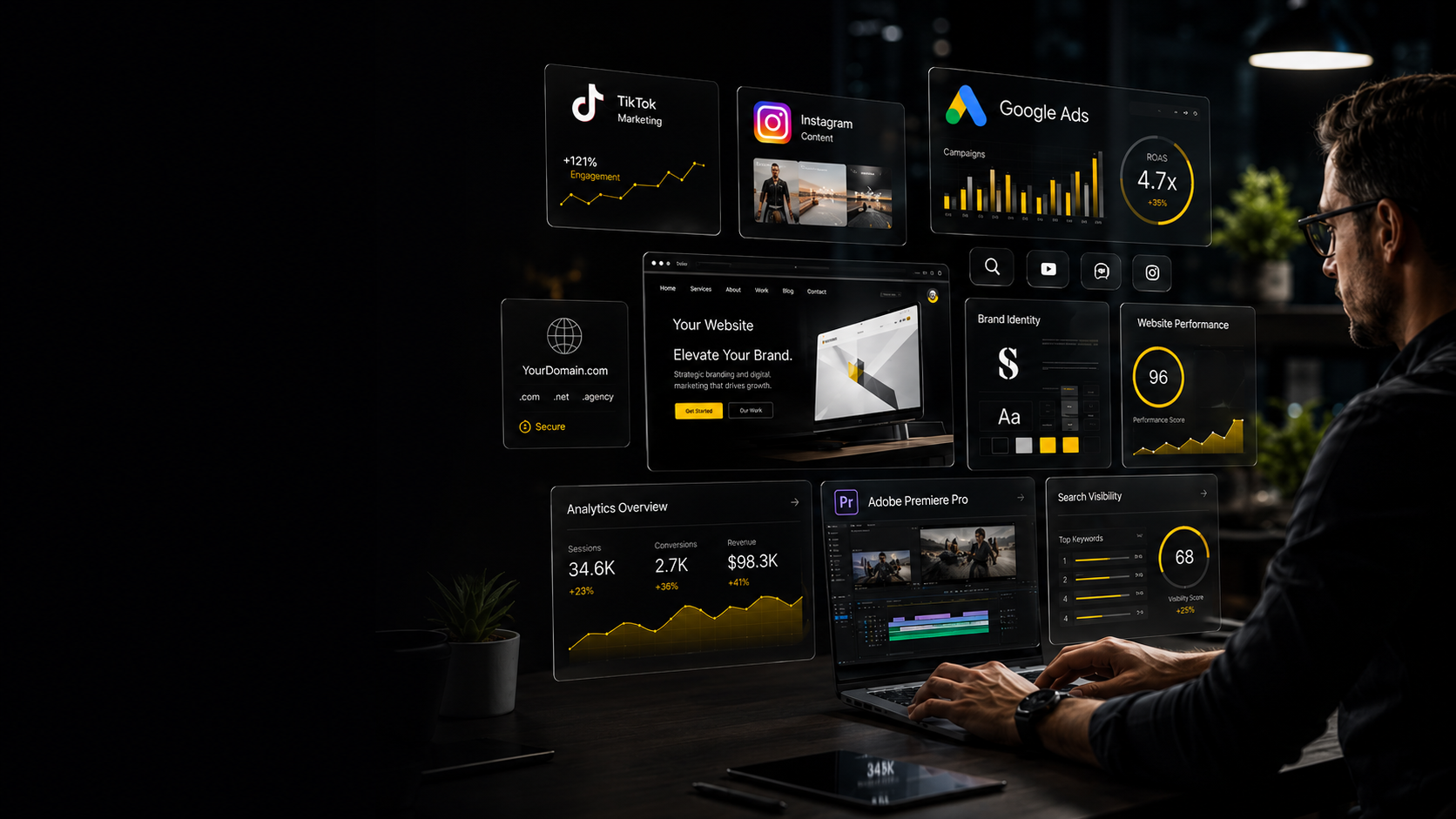 Digital marketing and social media management workspace