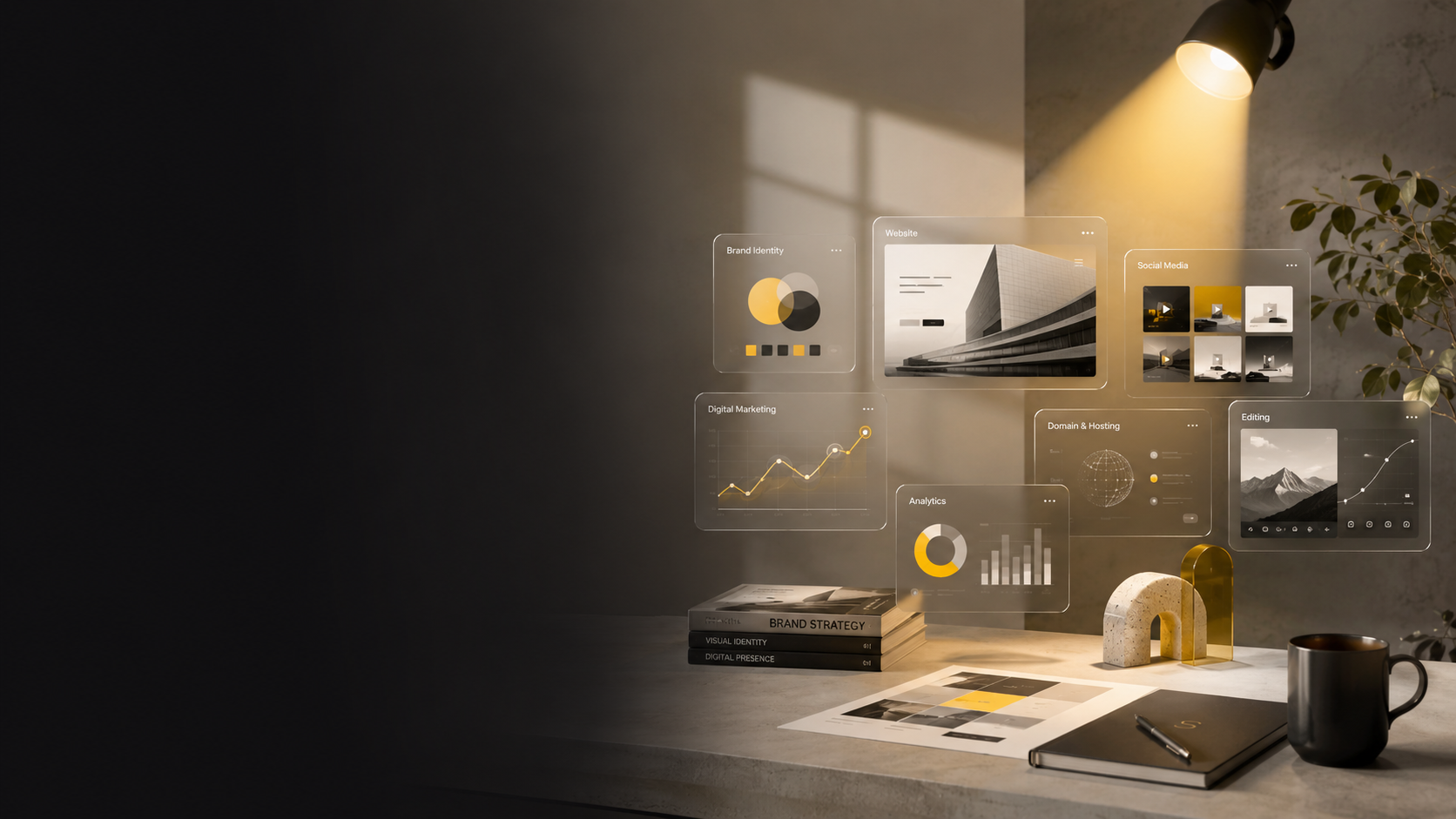 Branding and digital marketing workspace