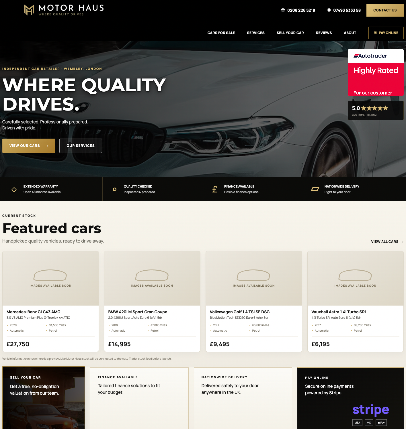 Motor Haus website designed by Spotlight Studio